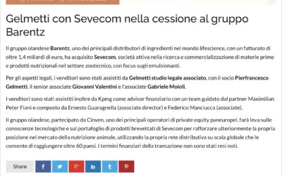 GELMETTI CON I VENDITORI NELLA CESSIONE DI SEVECOM A BARENTZ INTERNATIONAL